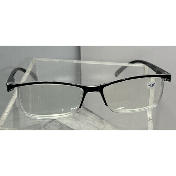 Przene 1 Pack Blue Light Blocking Glasses Half Rim Black 4.00 Strength New Retro - Picture 2 of 16